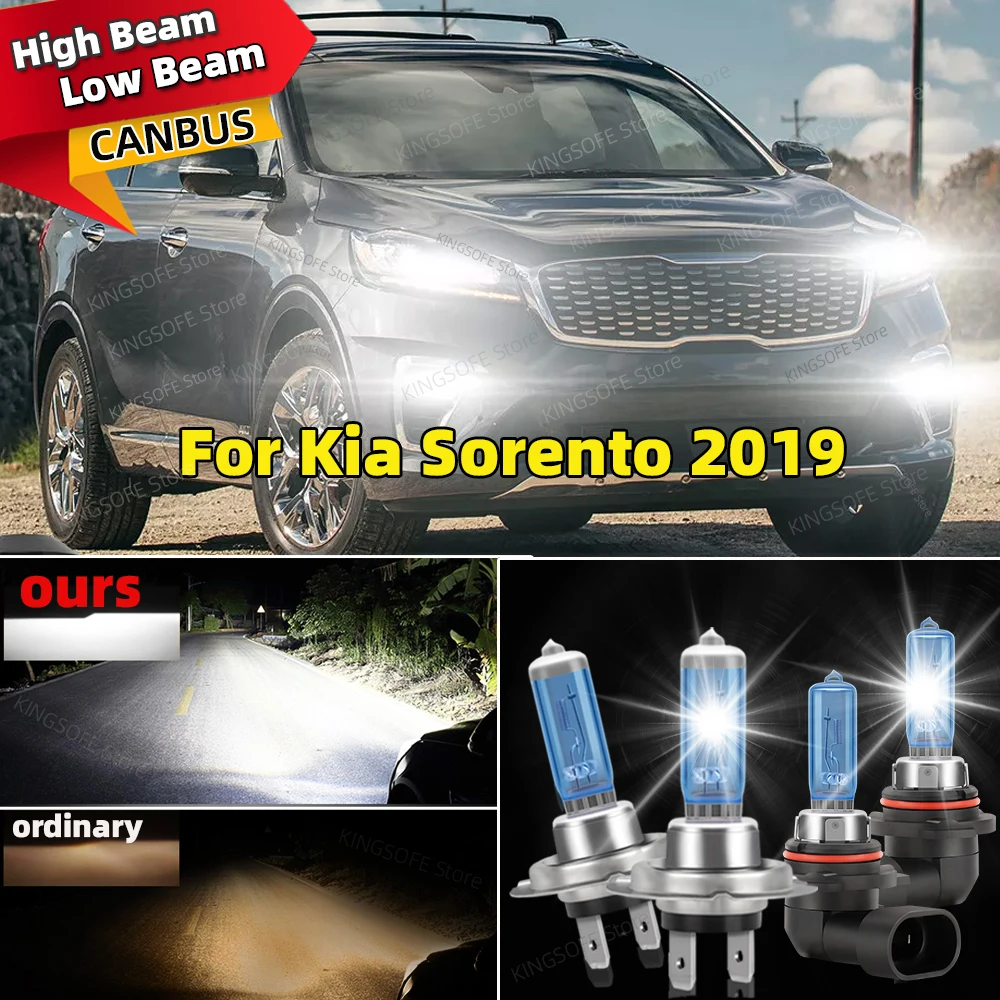 

4Pcs 100W +500% Bright Light Halogen Headlight CANBus Car Lamp Replace Original Bulbs H7 HB3 6000K For Kia Sorento 2019