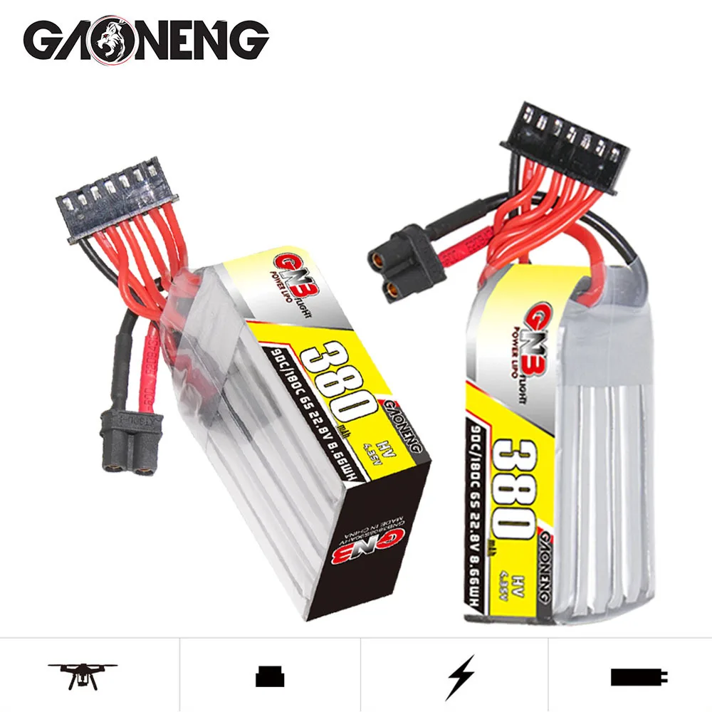

Обновленный аккумулятор 90c/180c GNB 22,8 в 380 мАч Lipo для радиоуправляемого вертолета квадрокоптера FPV гоночного дрона, запасные части, батарея HV 6s
