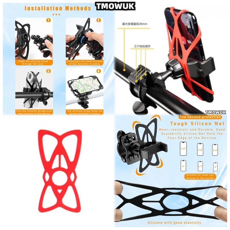

For IPhone Samsung Huawei Xiaomi OPPO Vivo Silicone Bands Phone Holder Motorcycle Bicycle Handlebar Rubber Portable Stand
