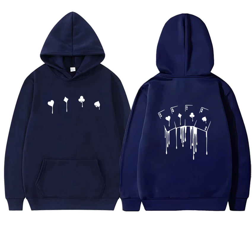 2025 Funny Playing Cards Double Sided Print Sweatshirt Autumn Winter Fleece Hoodie Men Women Long sleeve Pullover Unisex Y2K Top