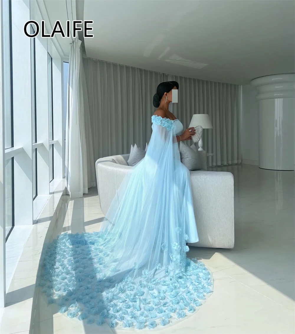Elegantes formelles Abend-Partykleid aus Satin mit U-Boot-Kragen und 3D-Blumenspitze, rückenfrei, Hof-Abschlussballkleid für Damen, individuell gestaltet