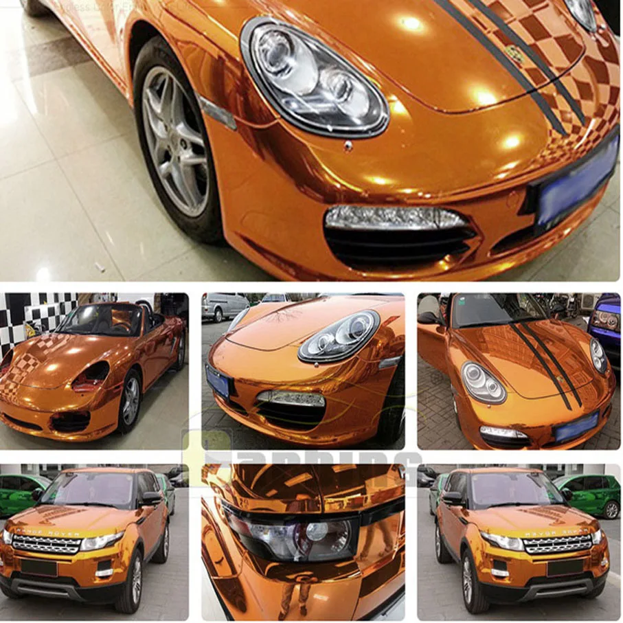 10/20/30/40/50/58X152 سنتيمتر عالية لمط مرآة برتقالية كروم مرآة مرنة الفينيل التفاف ورقة لفة فيلم سيارة ملصق مائي ورقة