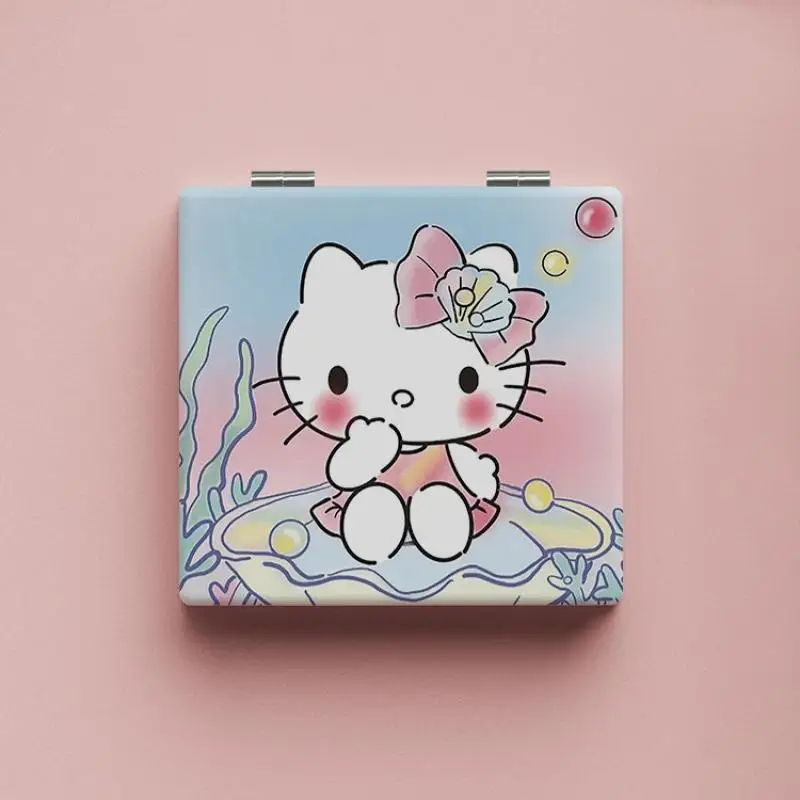 Espejo Kawaii Sanrio Hello Kitty para niña, espejo cosmético de dibujos animados, espejo de maquillaje para estudiantes, espejo portátil plegable, regalo de Festival