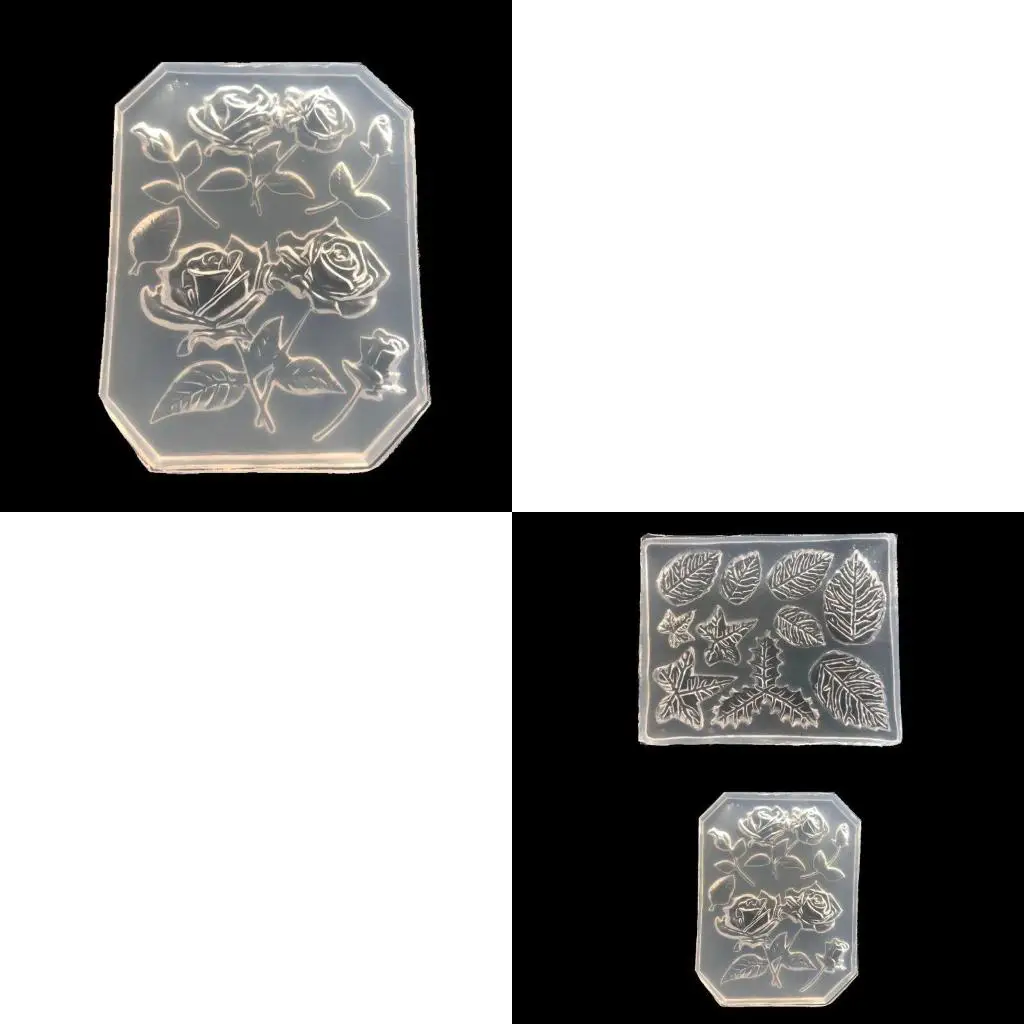  DIY Rose Flower Maple Leaves Silicone Epoxy Mold DIY Keychain Pendant Jewelry Crafting Mould for Valentine Love Gift