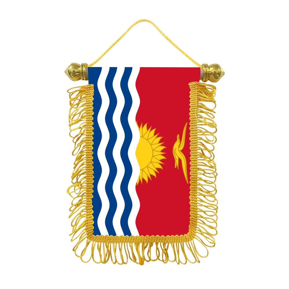 Kiribati small hanging flag 10x15cm triangular flag car decoration hanging flag double-sided pattern with suction cup