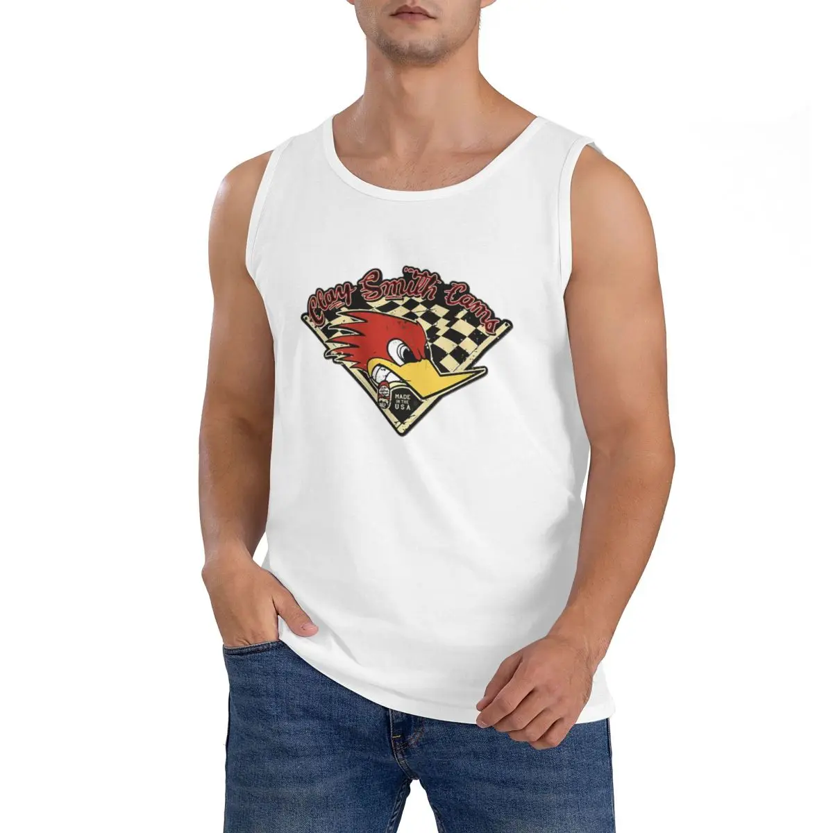 100% Cotton Street Mr.Horsepower Clay Smith Cams Sleeveless T-Shirt Men Workout Sports Clothing Tops Men's Crew Neck Vest
