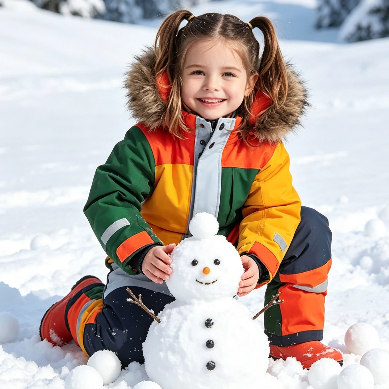 

Children's Ski Suits,One-Piece Snowboarding Wear,Fur Collar Hood Thick Snowsuits,Windproof Warm Winter Girls Boys Skiing Clothes