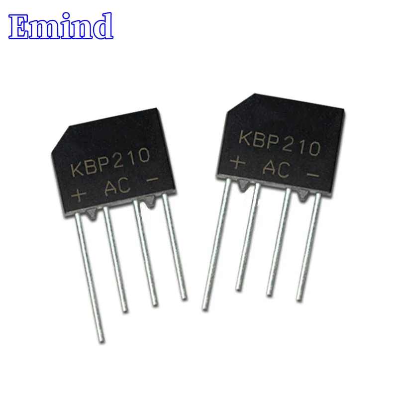 50/100/200/500/1000Pcs KBP210 Bridge Rectifier KBP210G Flat Bridge 2A/1000V DIP-4 Bridge Stack