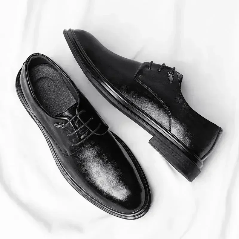 

Luxury Men's Shoes High Quality Platform Lace-up Leather Casual Loafers British Formal Wear Style Autumn