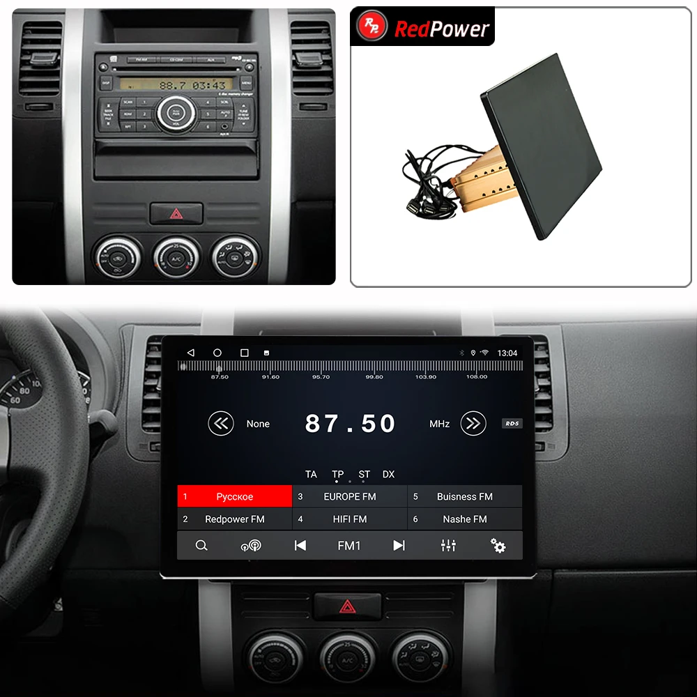 12.95 inch car radio redpower HiFi for Nissan Trail 2 T31 2007 2015 Android 10.0 DVD player audio video DSP CarPlay 2 Din