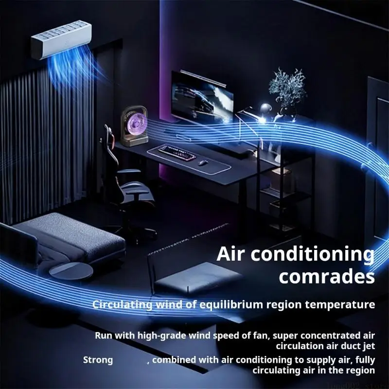 

D0AB Light Weight Quiet Portable Desk Fan with LED Night Light Home Desktop Fan