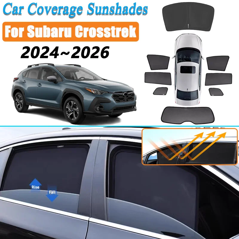 

Солнцезащитные шторки на окна автомобиля для Subaru Crosstrek MK3 2024 2025 2026, сетчатые, магнитные, теплоизоляционные, для защиты от солнца и обеспечения приватности