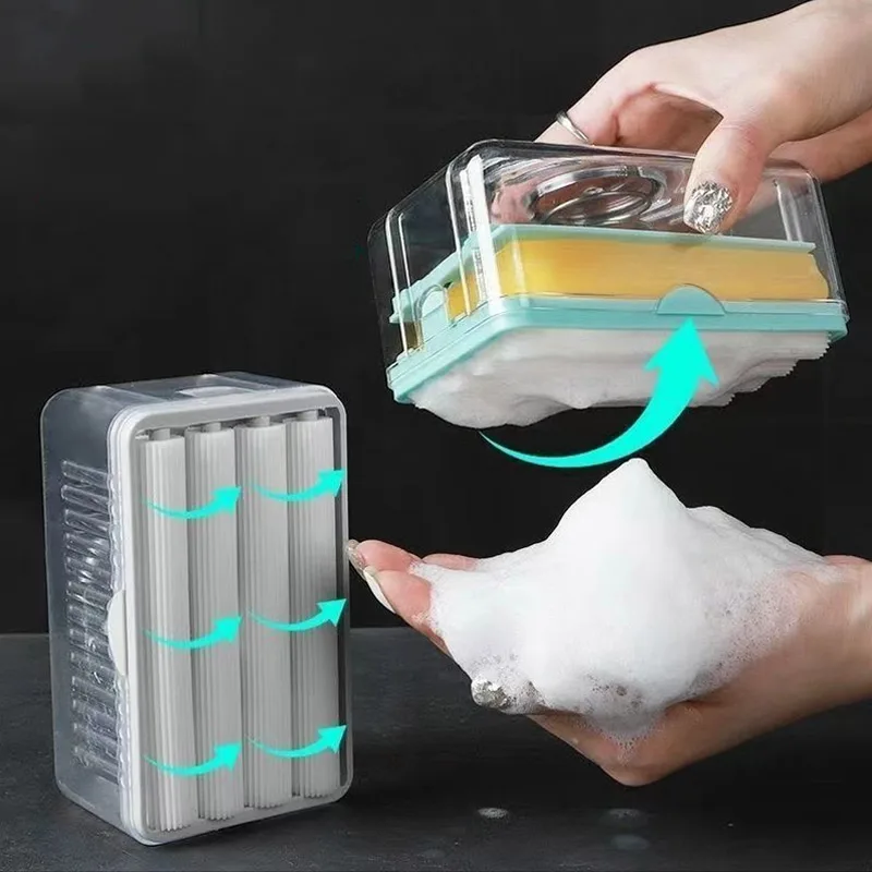 Houseeker multifunktion ale schäumende Seifen kiste Seifenblasen-Aufbewahrung sbox Rollen-Schaums eifen schale für Wäsche