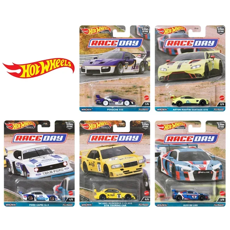 Original Hot Wheels Premium Car Culture Race Day 1/64 Diecast Kids Toy for Boy Vehicle Audi R8 Ford Capri AMG Mercedes Benz Gift