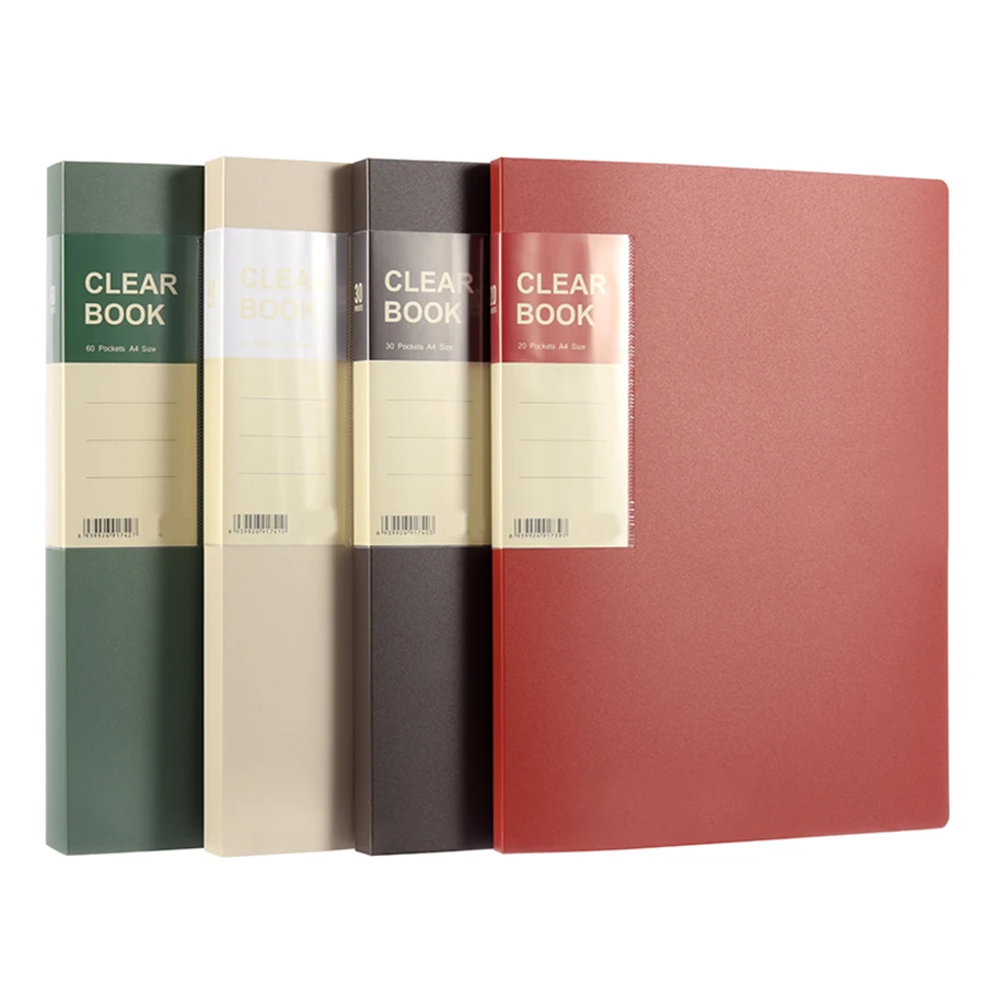 Hot Classic Style 20/30/40/60 Pages Thick Side-in Type Display Book Waterproof Large Specifications Test Paper Storage Folder
