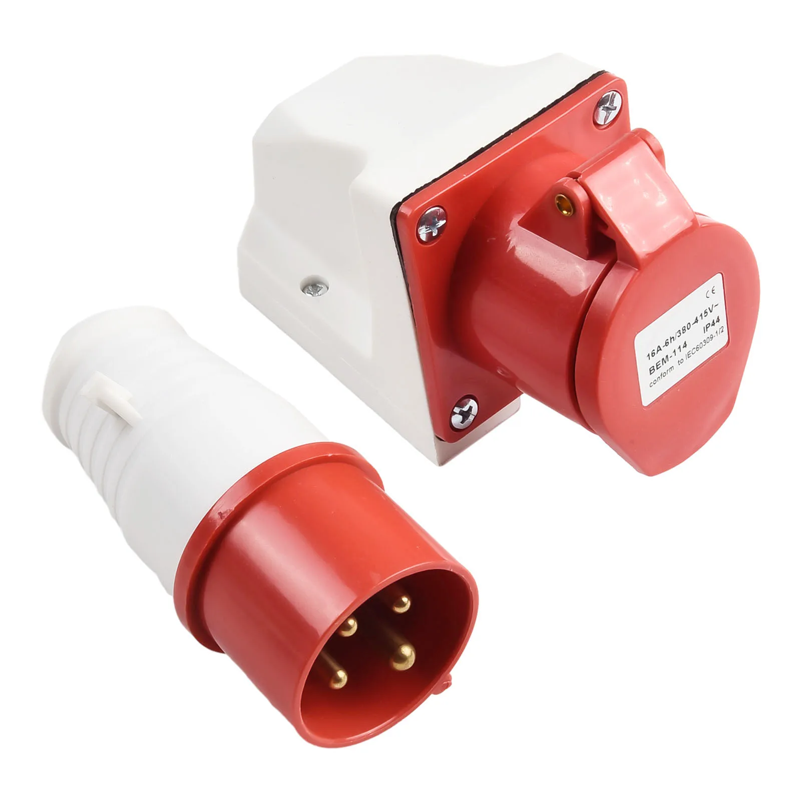 IP44 Rated Industrial Electrical Connector 380~415V 16A 4 Pole 4 Core Socket with Flame Retardant Shell and Waterproof Design