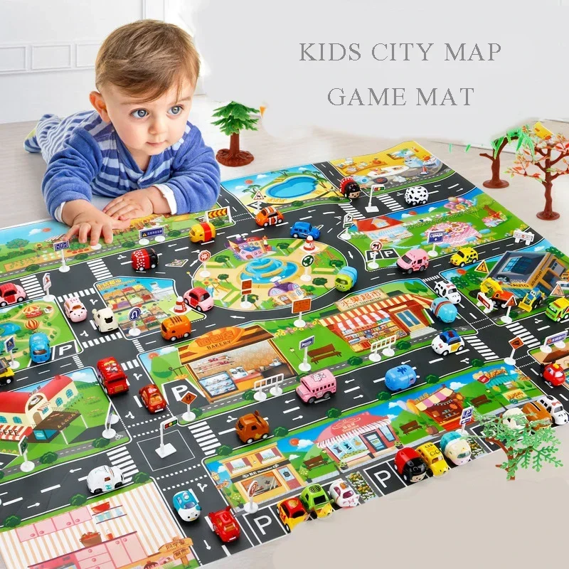 Baby Play Mat Waterproof City Town Pad Educational Kids Toys Parking Lot Teaching Route Map Children Road Table Cloth Gift