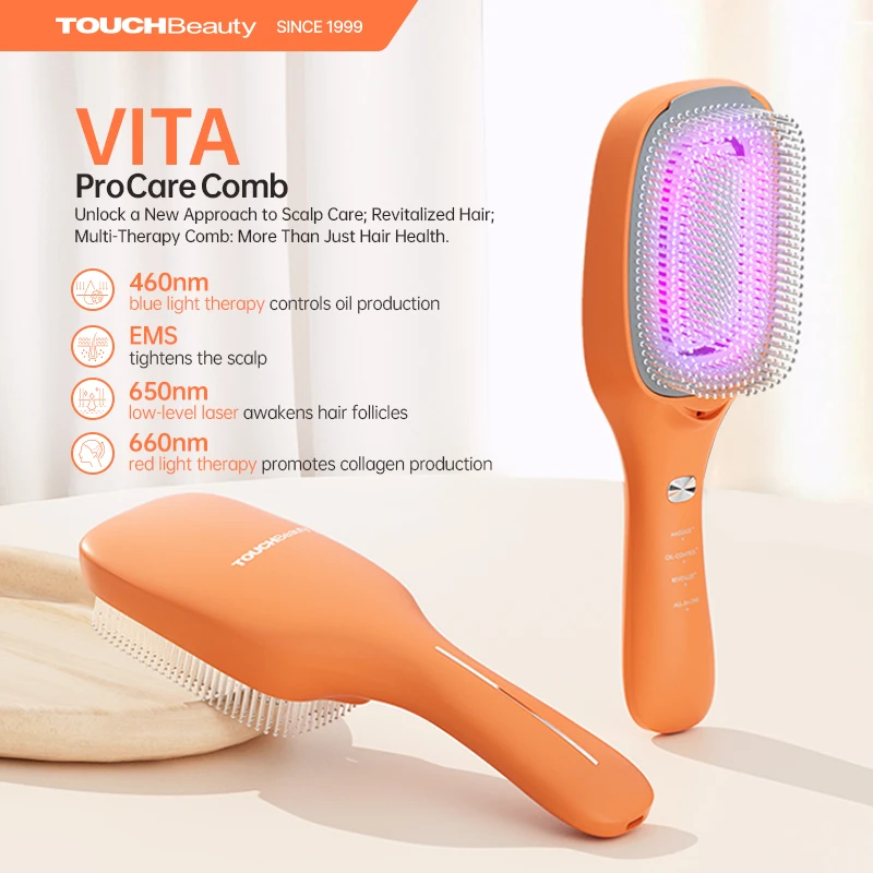 Touchbeauty New Anti Hair Loss Negative Ions Blue and Red Light Therapy EMS Vibration Electric Smart Scalp Hair Massager Comb