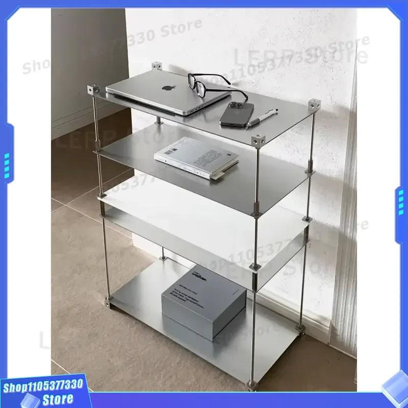 Modern Bauhaus Style Stainless Steel Modular Cabinet Adjustable Height Storage Rack for Living Room Side Wall Home Furniture