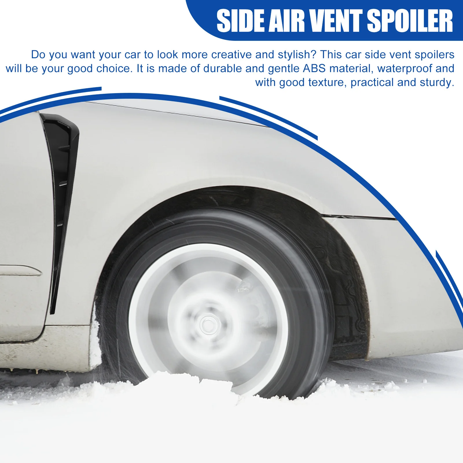 

1Pair Side Wing Decor Stickers Creative ABS Waterproof Car Exterior Accessories Easy to Install No Residue Auto Side Vent Air