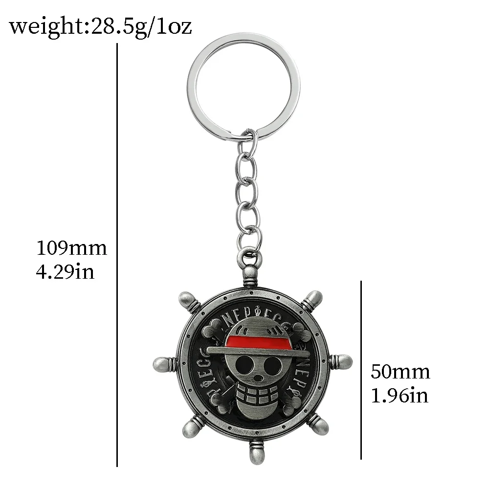 Chaveiro Rotativo de Caveira do Luffy de One Piece |   Chaveiro de Metal com Bússola Vintage |   Presente para Fãs de Anime para Chaves de Carro
