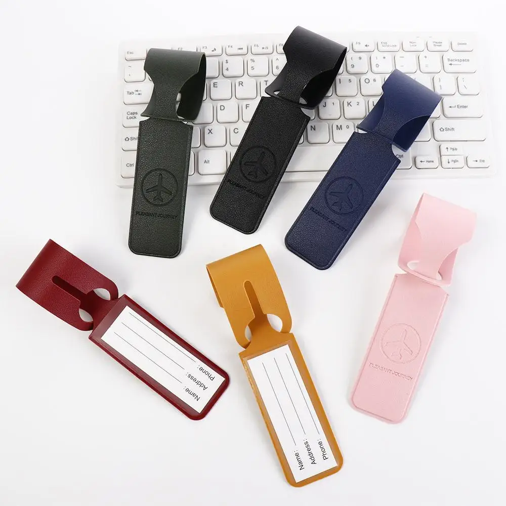 Check-in Holiday Travel Suitcase Tag PU Leather Travel Luggage Tag Travel Accessories Boarding Pass Airplane Suitcase Tag