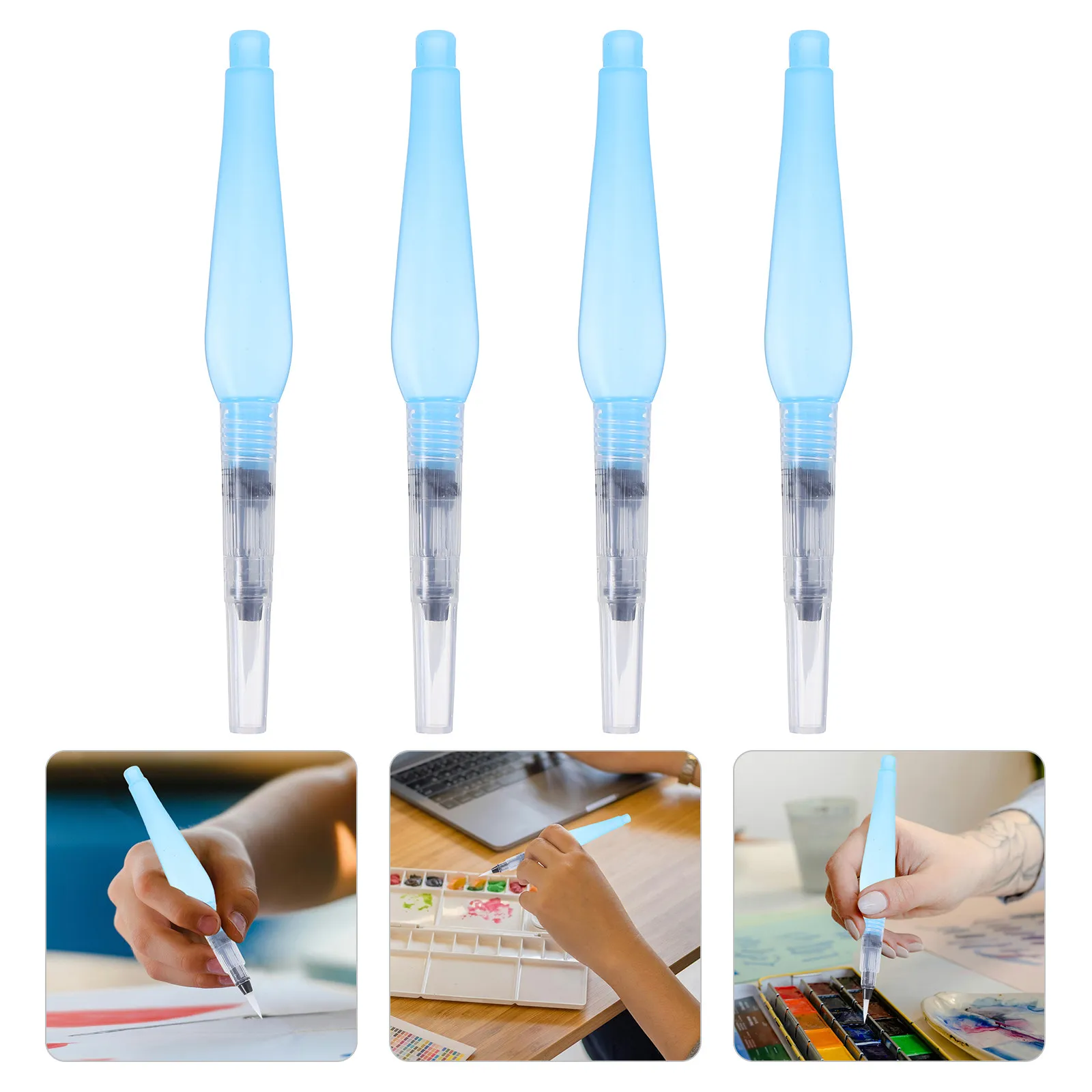 4Pcs Refillable Watercolor Brush Pens Set Water Soluble Pigments Precise Control Portable for Artists Students Beginners Outdoor