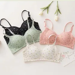 Frameless Breast Augmentation Bra Sexy Sweet Floral Print Women Sexy Lingerie Triangle Cup