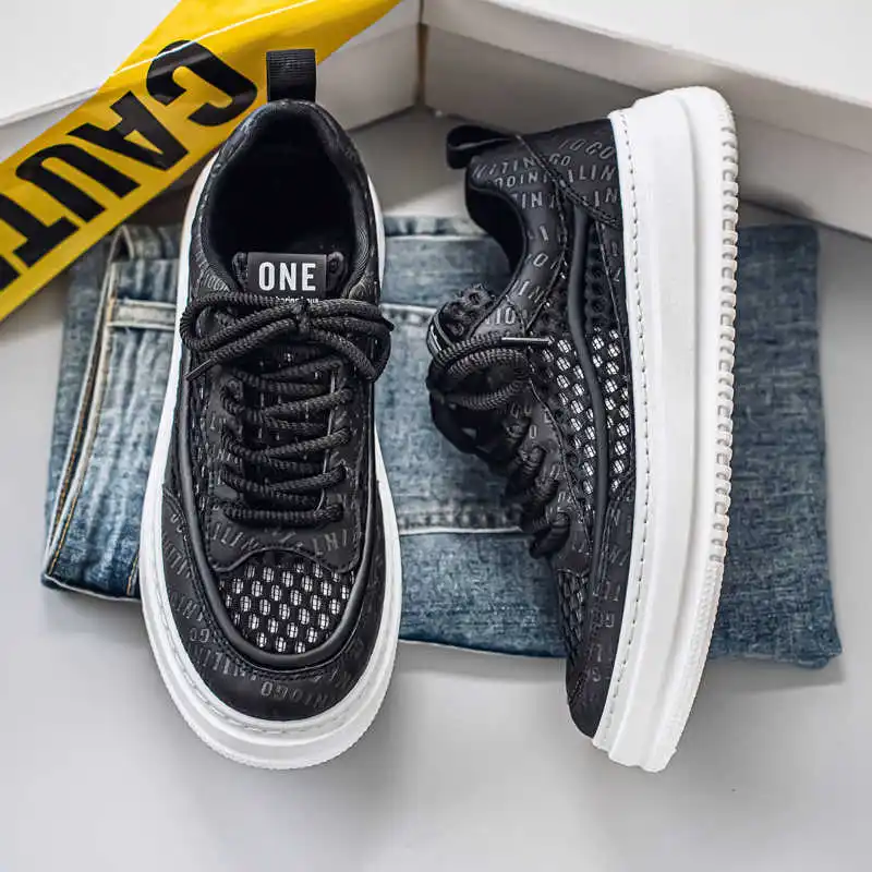 

Without Heel Height Increasing White Long Boots Sneakers High Men Shoes Brand Sport Cool Aestthic Nice Fit Universal Brand