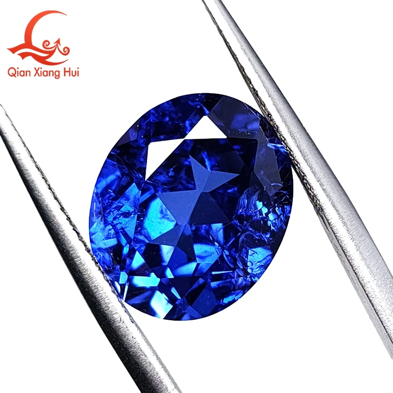 Oval Shape Natural Cut Artificial Lab Created Sapphire Cornflower Blue Color Including Minor Cracks Inclusions Loose Gem Stone