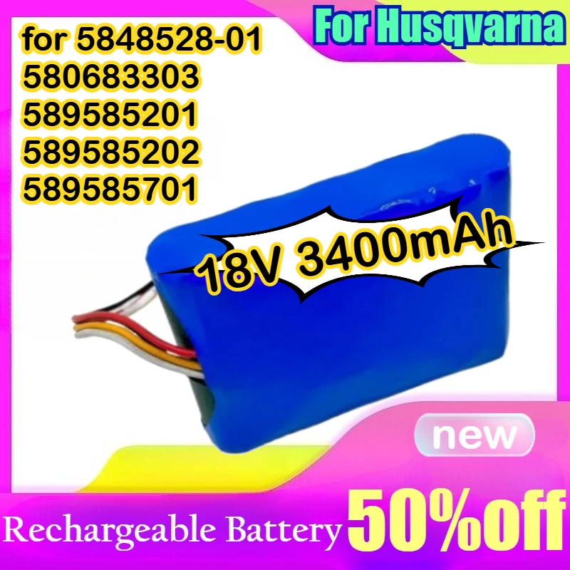 

Аккумулятор для газонокосилки Husqvarna Automower 320 18V 3400mAh, совместимый с 5848528-01, 580683303, 589585201, 589585202, 589585701