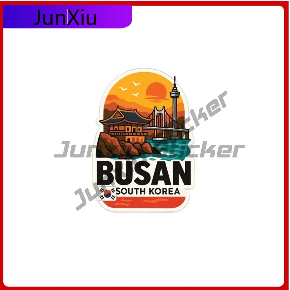 

Busan South Korea City Sticker Vacation Bumper Truck Pickup Vinyl Cover Scratches Decal Funny Car Decoration Women Suv Cover Wat