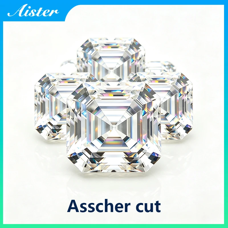 Real D Color Asscher Cut Moissanite Loose Stone with Certificate Moissanite Lab Diamond Pass Tester with GRA Report