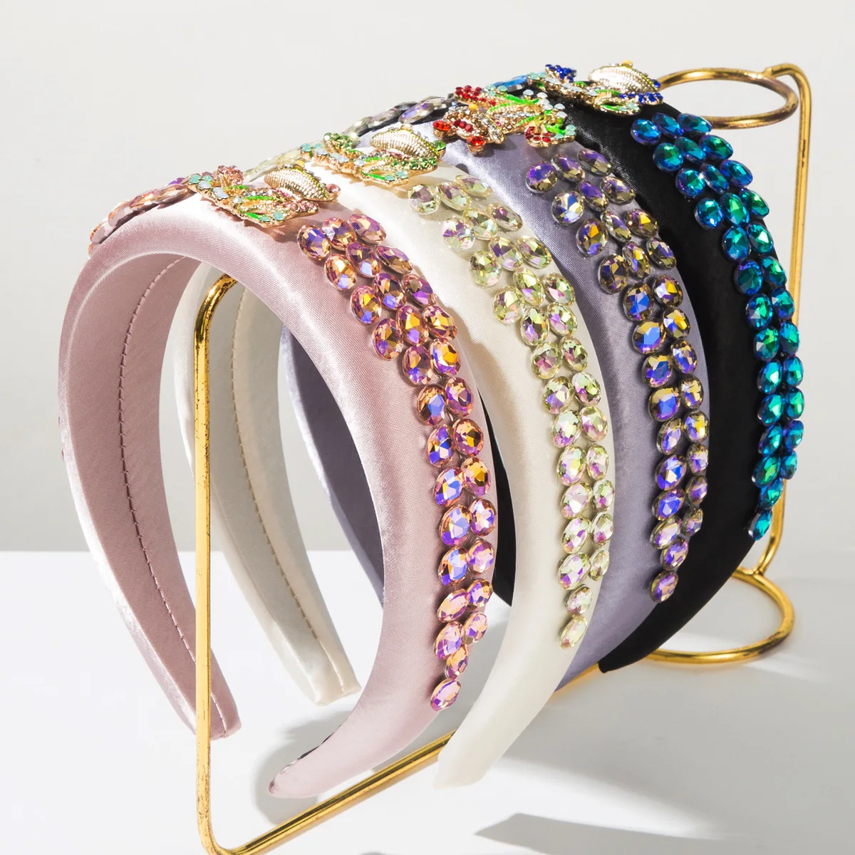 Satin fabric fashion trend headband women irregular flash diamond frog accessories diamond temperament celebrity hair accessorie