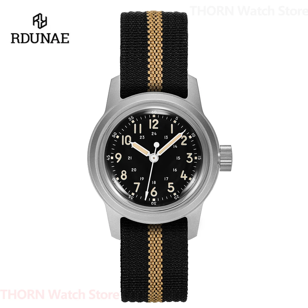 RDUNAE RA06 Vintage Military Watch 2035 Movement Quartz K1 Mineral Glass Crystal Stainless Steel Luminous Waterproof Men Watches