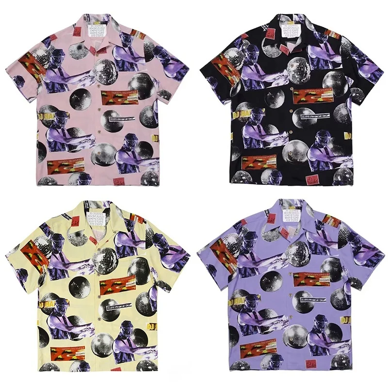

Summer Full Print Pattern WACKO MARIA Hawaii Short Sleeve Shirt Street Clothing Men's Women's Fashion Shirt