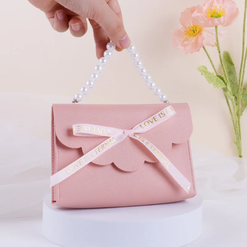 5/10/20Pcs Leather Gift Bags Bow Ribbon Packaging Bag Wedding Favour Distributions Bag Birthday Candy Packaging Box Mini Handbag