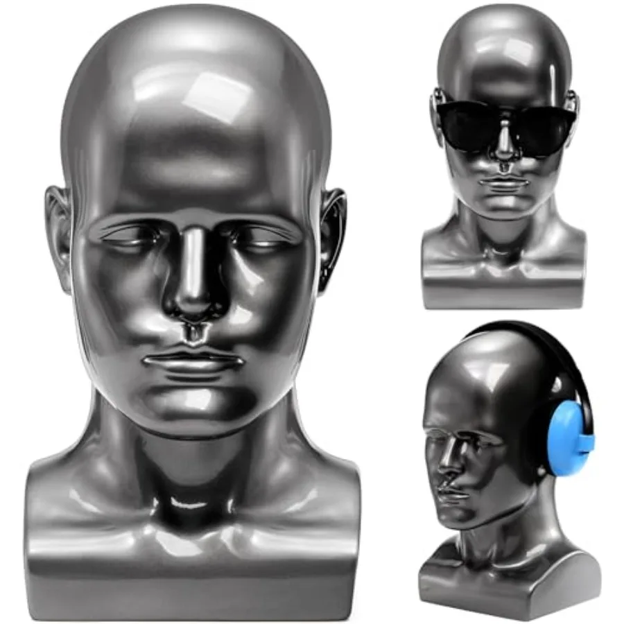 

Peohud Male Mannequin Head Professional Manikin Head Bald Training Head for Display Wigs Hats Sunglasses Headphones in Fashion