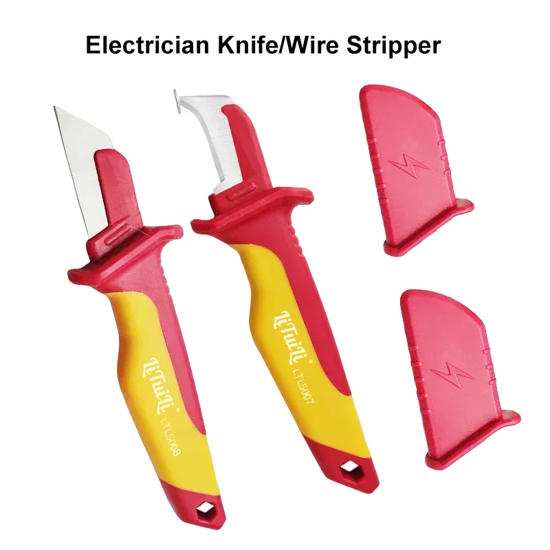 LiTuiLi Electrician Knife Insulated Cable Stripping Snips Straight Curved Hook Fixed Blade Wire Peeling Motorcycle Repair Tool