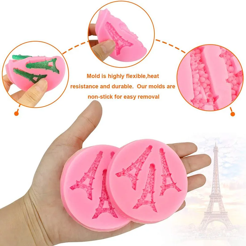 1 Pcs Mini Eiffel Tower Silicone Fondant Molds for Sugarcraft，Candy, Icing, Cake Decoration, Chocolate, Polymer Clay, Resin Mold