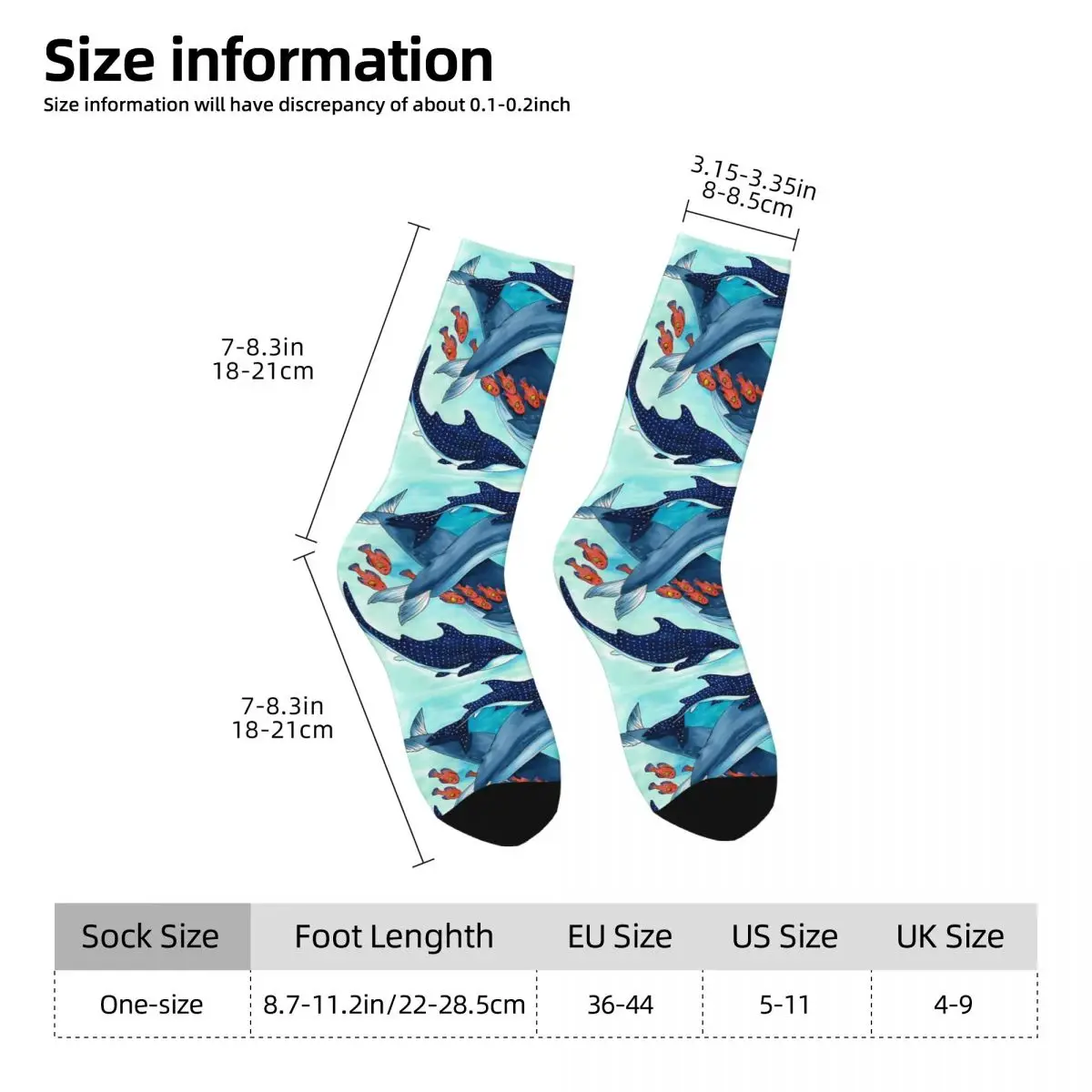 Blue Whales And Friends Sock Printed Man Polyester