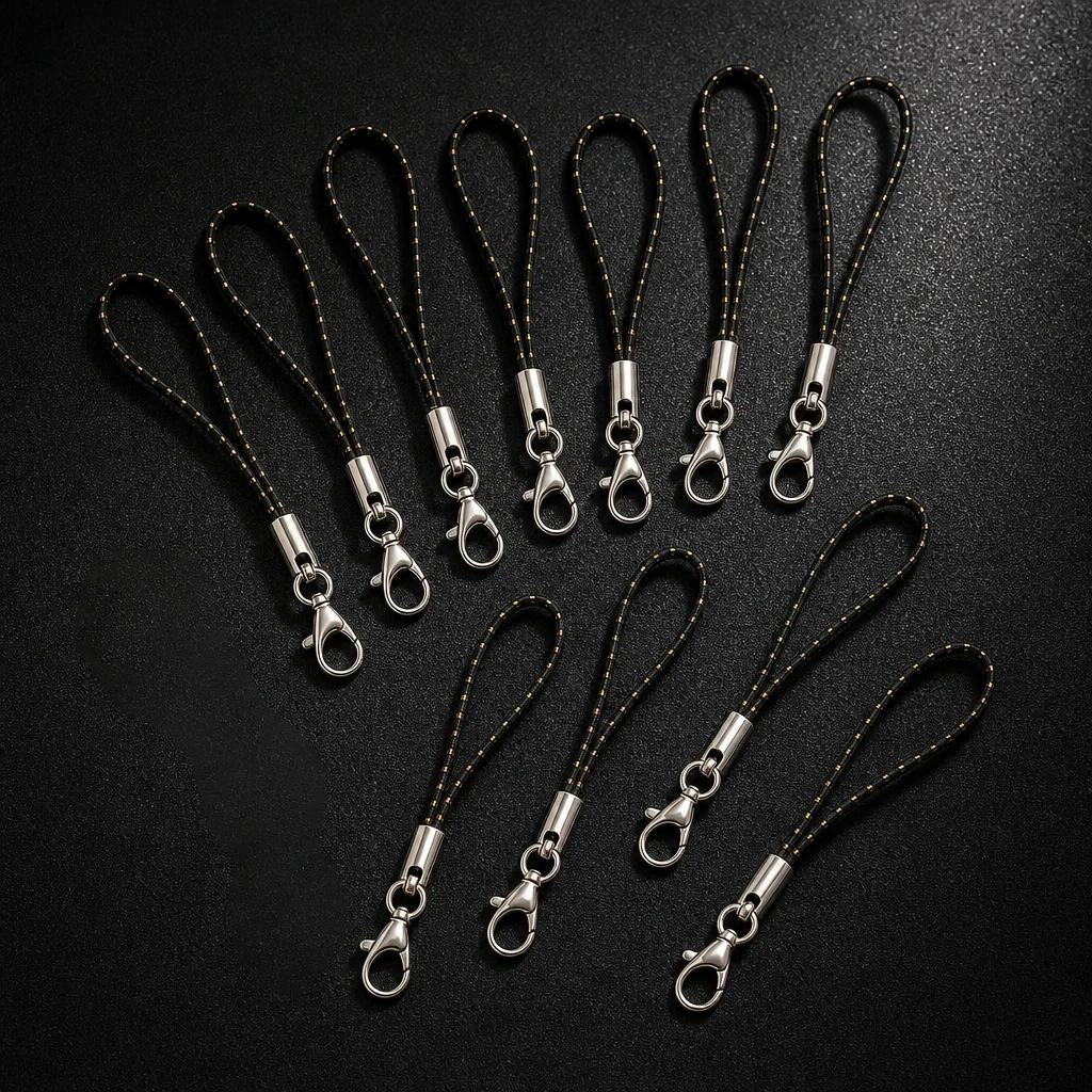 100 Stück Schlüsselbänder mit Karabinerhaken, Seil-Schlüsselanhänger, Handy-Set, Charms, Schlüsselringe, Taschenzubehör, Bastelbedarf – Detail 4