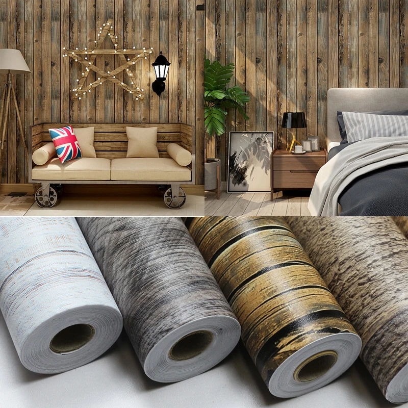 

Retro Faux Wood Grain Peel And Stick Wallpaper Self-adhesive Wood Plank Wallpaper Roll Removable Vinyl Wall Covering For Restaur