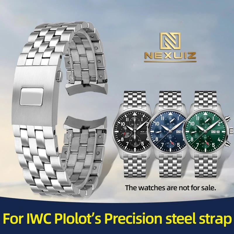 

For IWC Metal Watch Band Male Pilot Little Prince IW377714 Mark 18 Precision Steel Watch Band 20mm 21mm Curved Interface