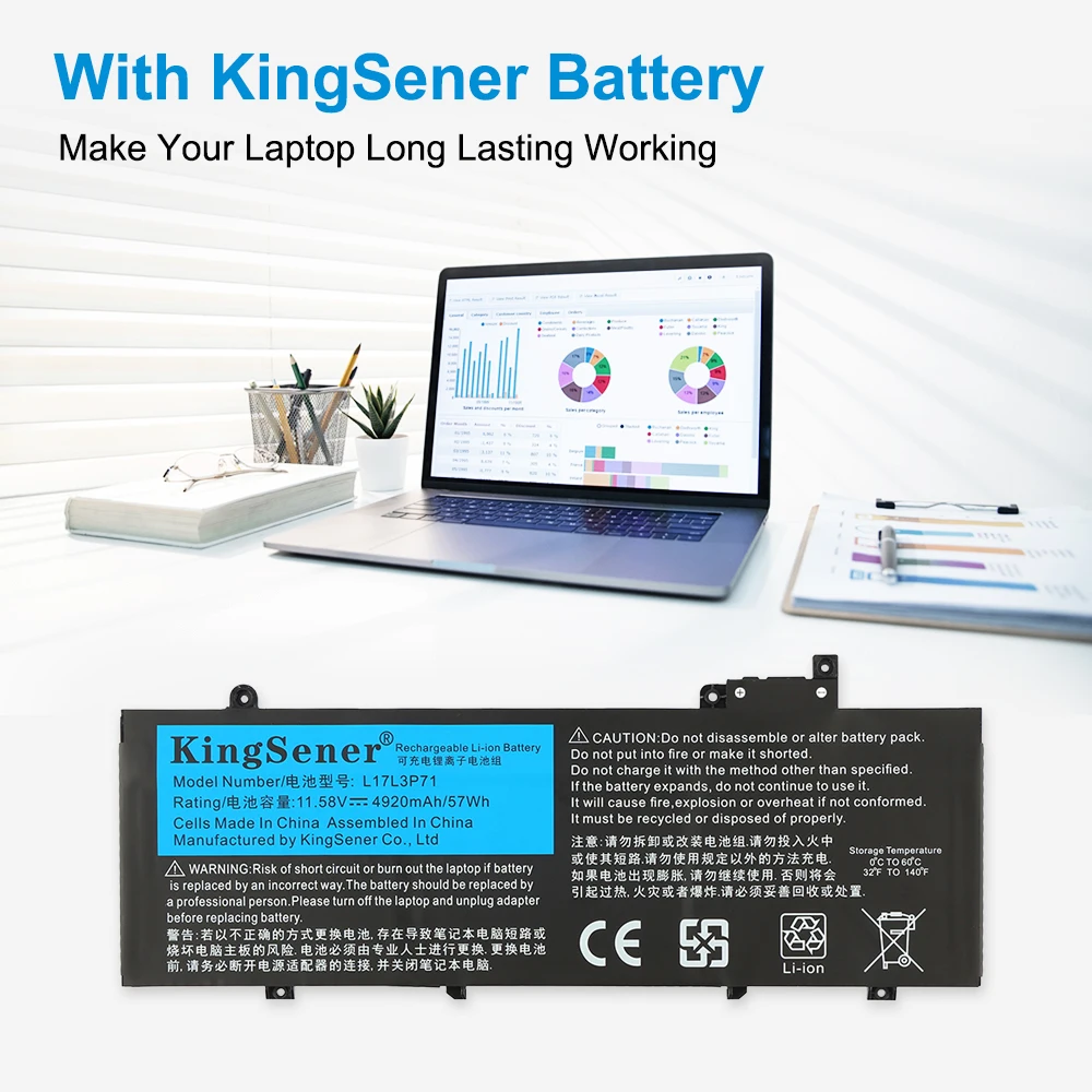 Bateria do laptopa KingSener L17L3P71 do Lenovo ThinkPad T480S Series 01AV478 SB10K97620 01AV479 01AV480 L17M3P71 L17S3P71 57WH — zdjęcie produktu 3