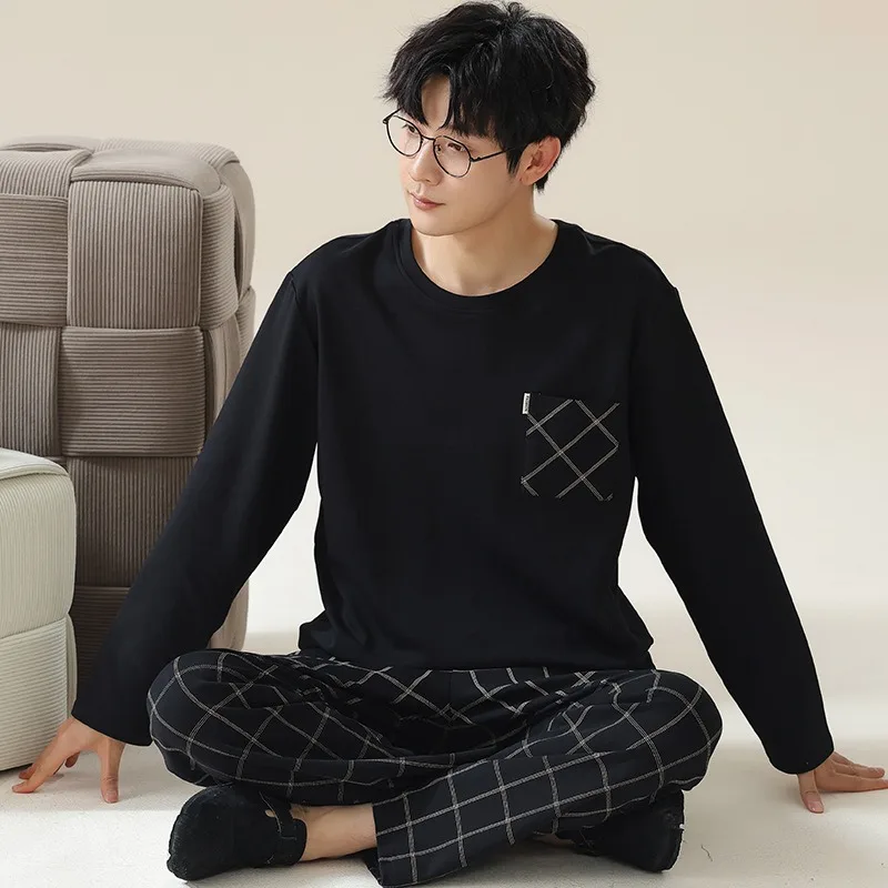 2024 wiosna jesień Plus 4XL bawełniana męska bielizna nocna piżamy koreańskie modne piżamy zestawy Casual Loungewear piżamy moda wieczorowa