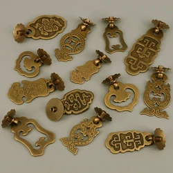 Antique Bronze Brass Door Handles for Wooden Furniture Cabinet Drawer Door Traditional Chinese Style Dresser Knobs
