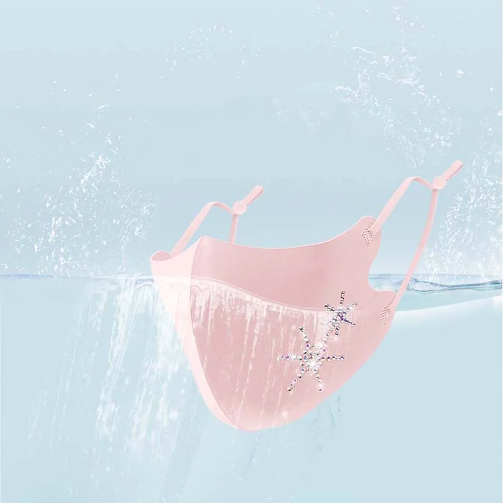 

Washable Delicate Anti-Dust Ice silk Breathable Rhinestone Anti Haze Reusable Face Mask Face Cover Health Care Dust Mask