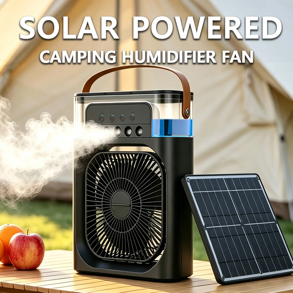 Outdoor Camping Misting Fan - 3 in 1 에어컨 팬, 태양열
