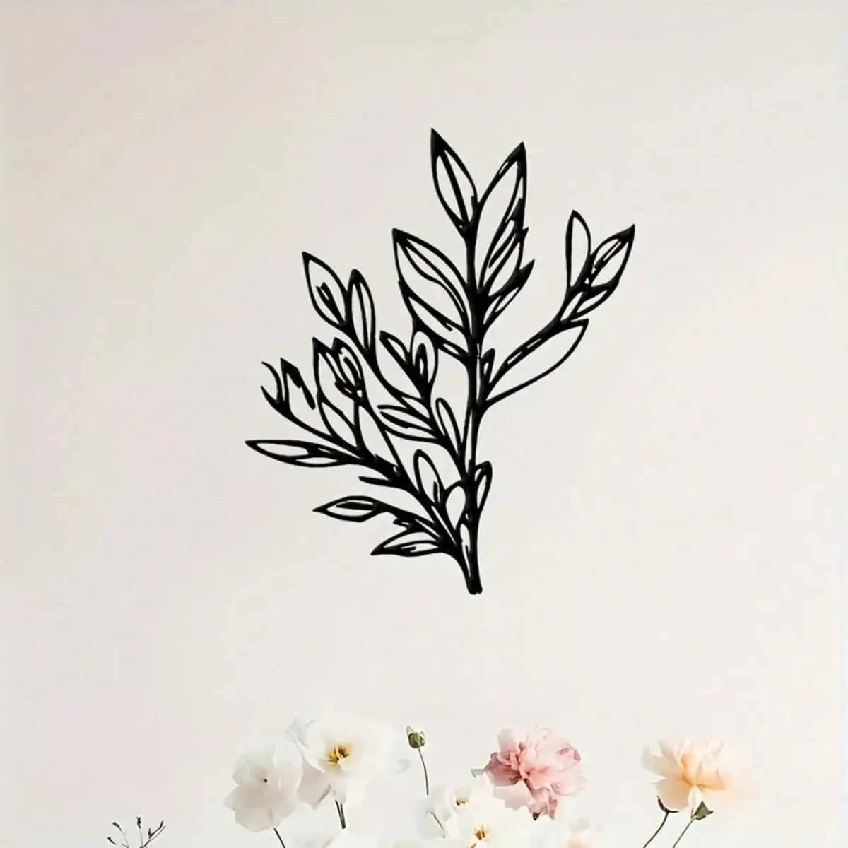 Iron Leaf Contour Metal Wall Art,2D Flat Laser‑Cut Silhouette,Farmhouse Style Leaf Outline Wall Hanging,Living Room